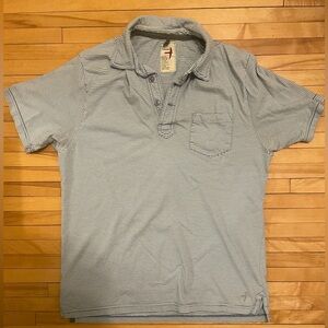 Men’s Relwen Light-Blue and White Striped Polo